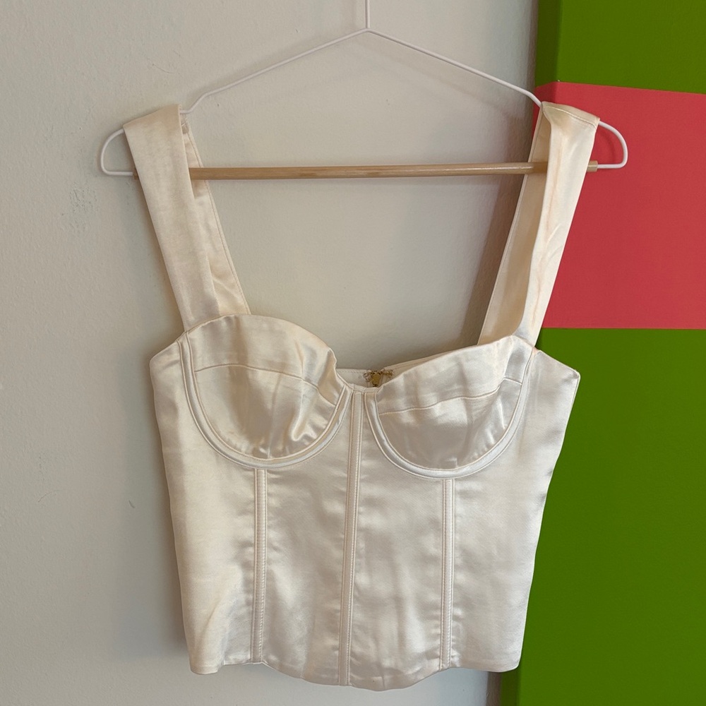 Elegant Cream Satin Corset Top